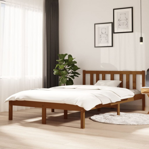 Estructura de cama madera maciza marrón miel 120x200 cm D