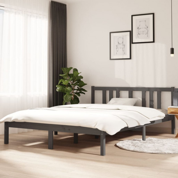 Estructura de cama madera maciza gris 140x200 cm D