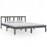 Estructura de cama madera maciza gris tamaño king 150x200 cm 2