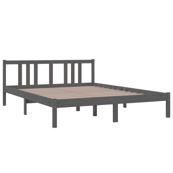 Estructura de cama madera maciza gris tamaño king 150x200 cm M 3
