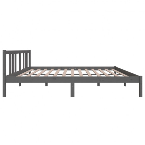 Estructura de cama madera maciza gris tamaño king 150x200 cm M 5