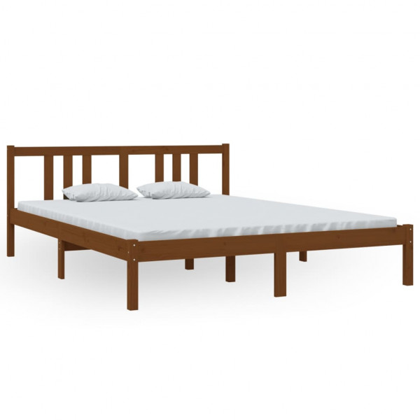 Estructura de cama king madera maciza marrón miel 150x200 cm M 2