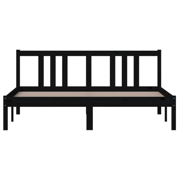 Estructura de cama madera maciza negro tamaño king 150x200 cm M 4