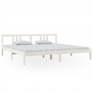Estructura de cama madera maciza blanco 200x200 cm H