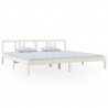 Estrutura de cama 200x200 cm madeira maciça branco 2