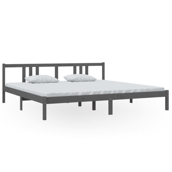 Estructura de cama madera maciza gris 200x200 cm M 2