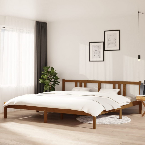 Estructura de cama madera maciza marrón miel 200x200 cm D