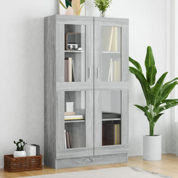 Vitrina madera contrachapada gris Sonoma 82.5x30.5x150 cm D