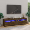 Mueble de TV con luces LED 2 uds roble ahumado 75x35x40 cm 1