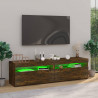 Mueble de TV con luces LED 2 uds roble ahumado 75x35x40 cm 5