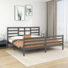 Estructura de cama de madera maciza de pino gris 200x200 cm 1