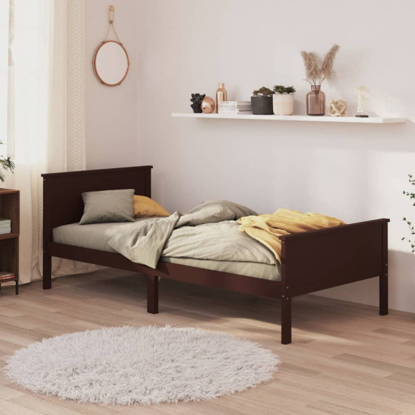 Estructura de cama madera maciza pino marrón oscuro 100x200 cm D