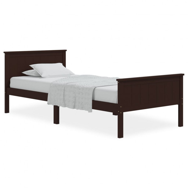 Estructura de cama madera maciza pino marrón oscuro 100x200 cm M 2