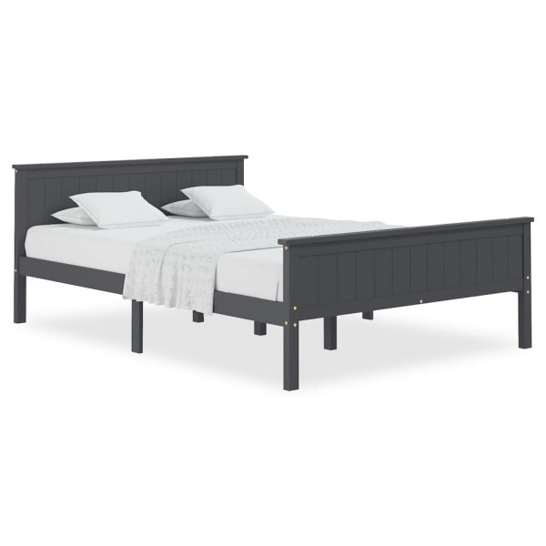 Estructura de cama de madera maciza de pino gris 160x200 cm M 2