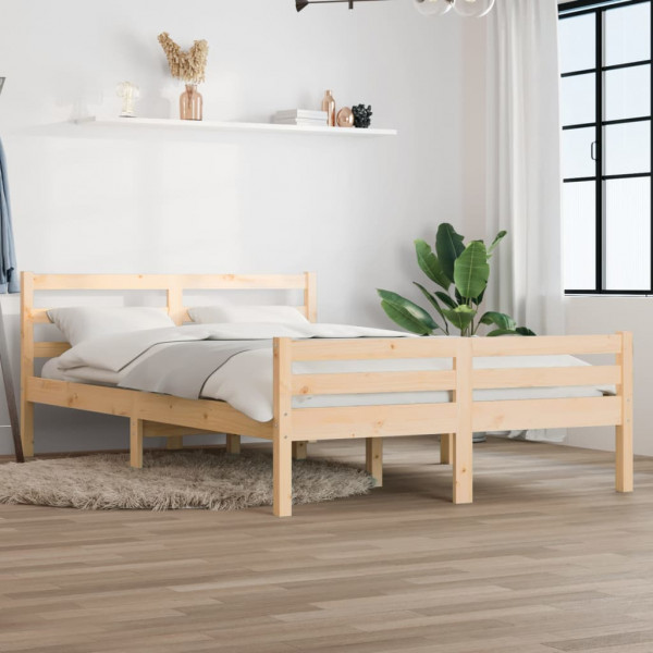 Estructura de cama doble madera maciza 135x190 cm D