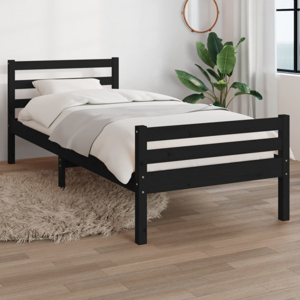Estructura de cama madera maciza negro 90x200 cm D