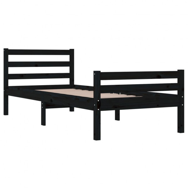 Estructura de cama madera maciza negro 90x200 cm M 4