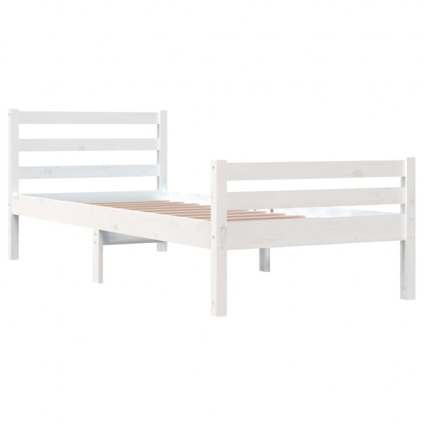 Estructura de cama madera maciza blanca 100x200 cm M 4