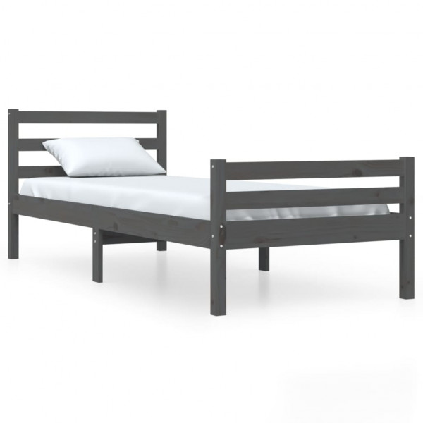 Estructura de cama madera maciza gris 100x200 cm M 2