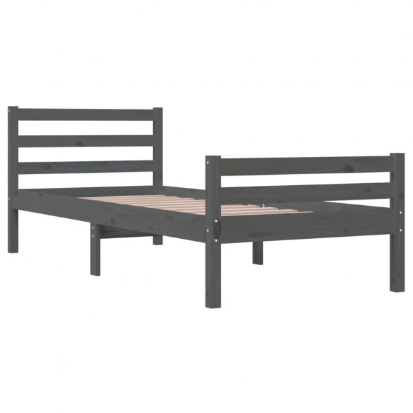 Estructura de cama madera maciza gris 100x200 cm M 4