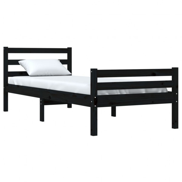 Estrutura de cama 100x200 cm madeira maciça preto M 3