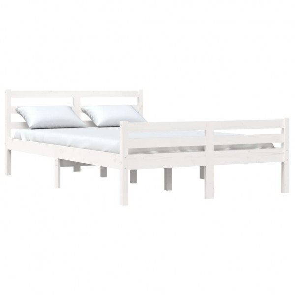 Estructura de cama madera maciza blanca 140x200 cm M 3