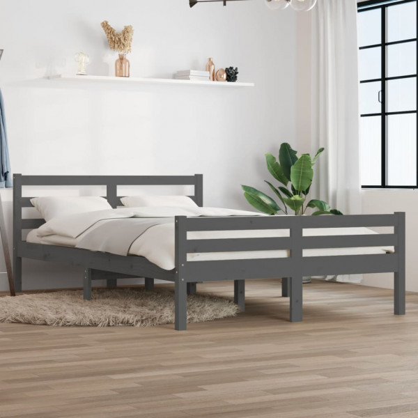 Estructura de cama madera maciza gris 140x200 cm D
