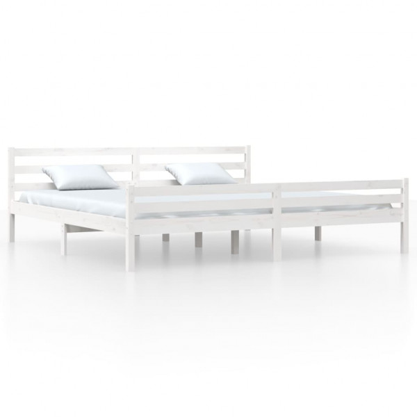 Estrutura de cama super king pinho maciço 180x200 cm branco M 2