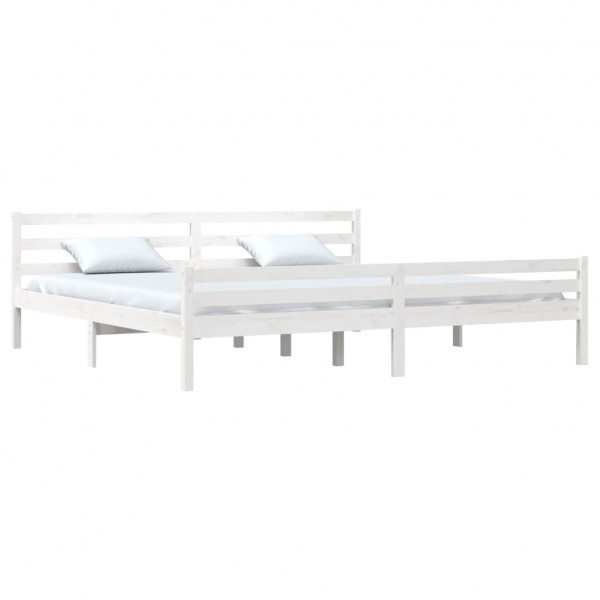 Estrutura de cama super king pinho maciço 180x200 cm branco M 3