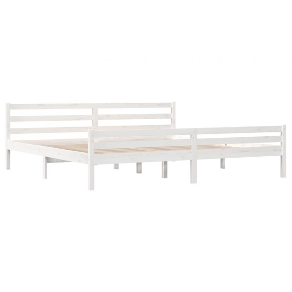 Estructura de cama madera maciza blanco Super King 180x200 cm M 4