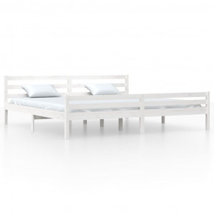 Estrutura de cama 200x200 cm madeira maciça branco H