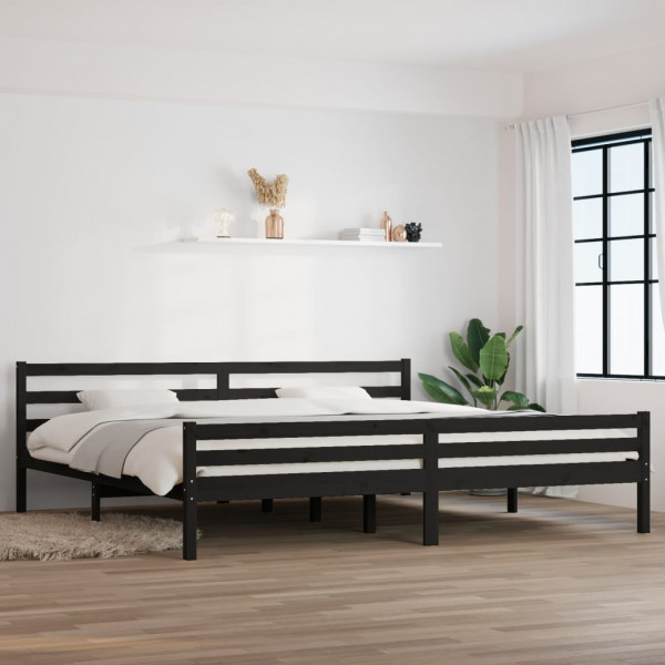 Estructura de cama de madera maciza negro 200x200 cm D