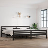 Estructura de cama de madera maciza negro 200x200 cm 1