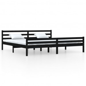 Estructura de cama de madera maciza negro 200x200 cm H