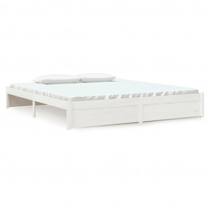 Estructura de cama madera maciza Super King blanco 180x200 cm H