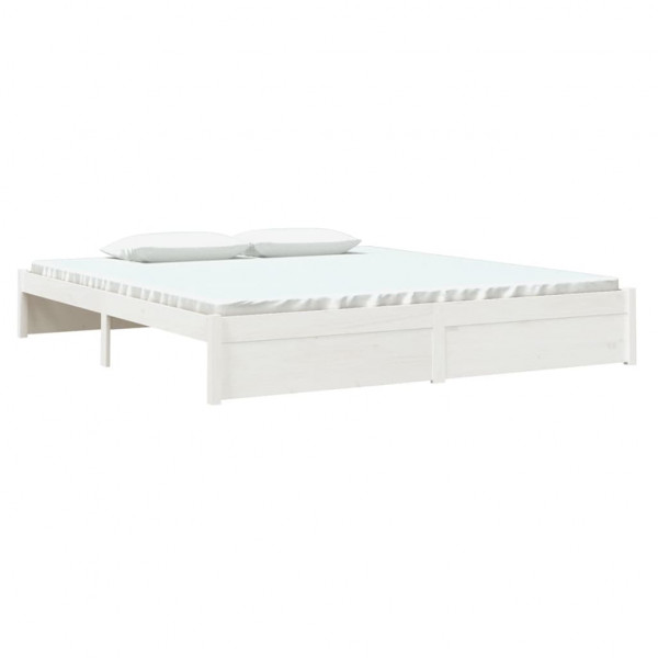 Estrutura de cama super king pinho maciço 180x200 cm branco M 3