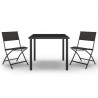 3 pcs conjunto de jantar para exterior aço 2