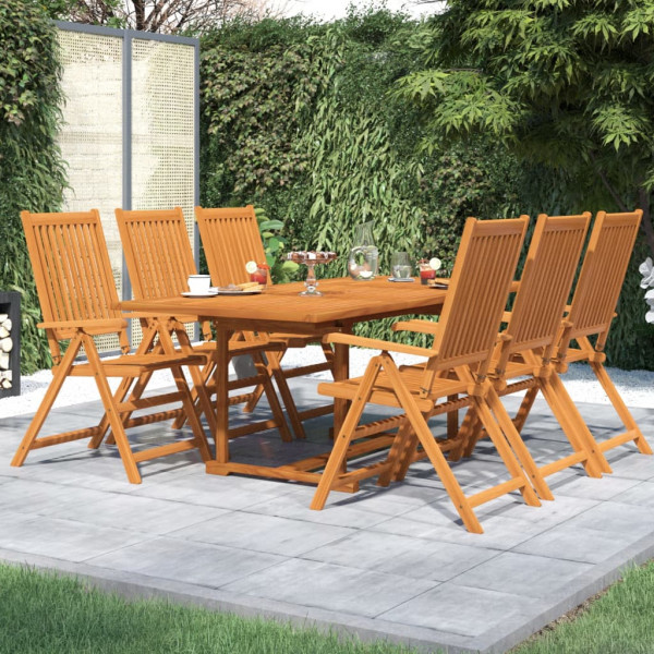 7 pcs conjunto de jantar para jardim madeira de acácia maciça D
