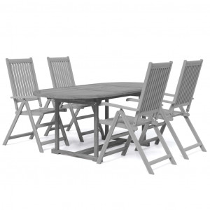 Juego de comedor de jardín 5 piezas madera maciza de acacia H