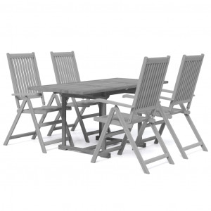 Juego de comedor de jardín 5 piezas madera maciza de acacia H