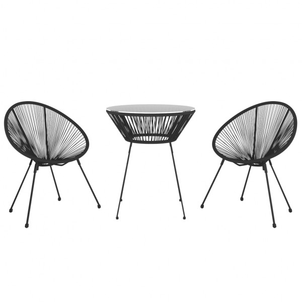 3 pcs conjunto de jantar para jardim preto M 4