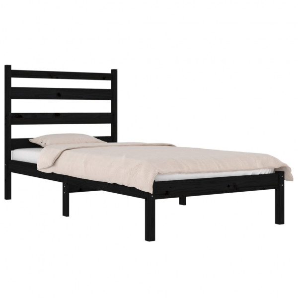 Estructura de cama madera maciza pino negra 75x190 cm 2FT6 M 3