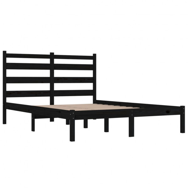 Estructura de cama de madera maciza de pino negra 140x190 cm M 4