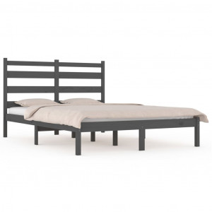 Estructura de cama de madera maciza de pino gris 200x200 cm H
