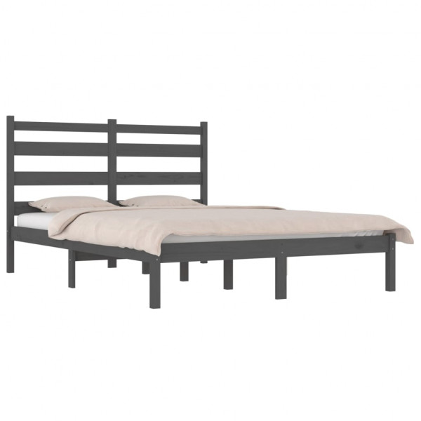 Estructura de cama de madera maciza de pino gris 200x200 cm M 3