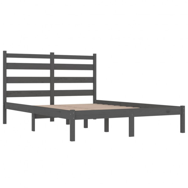 Estructura de cama de madera maciza de pino gris 200x200 cm M 4