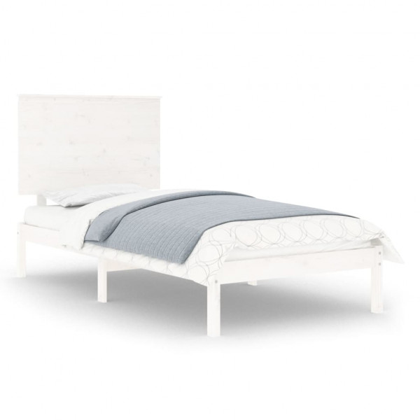 Estrutura de cama solteiro 90x190 cm madeira maciça branco M 2