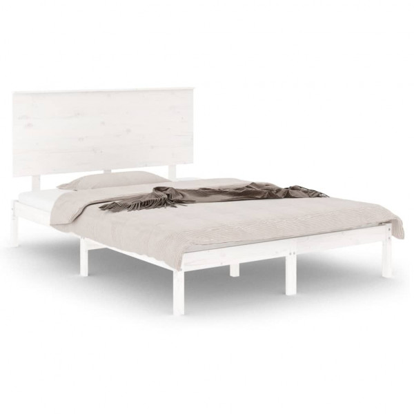 Estrutura cama pequena casal 120x190 cm pinho maciço branco M 2