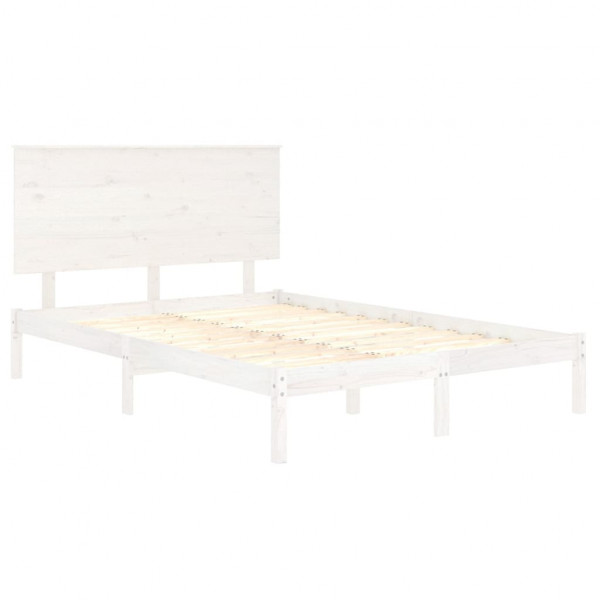 Estrutura cama pequena casal 120x190 cm pinho maciço branco M 4