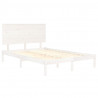 Estructura de cama doble de madera maciza blanca 120x190 cm 4